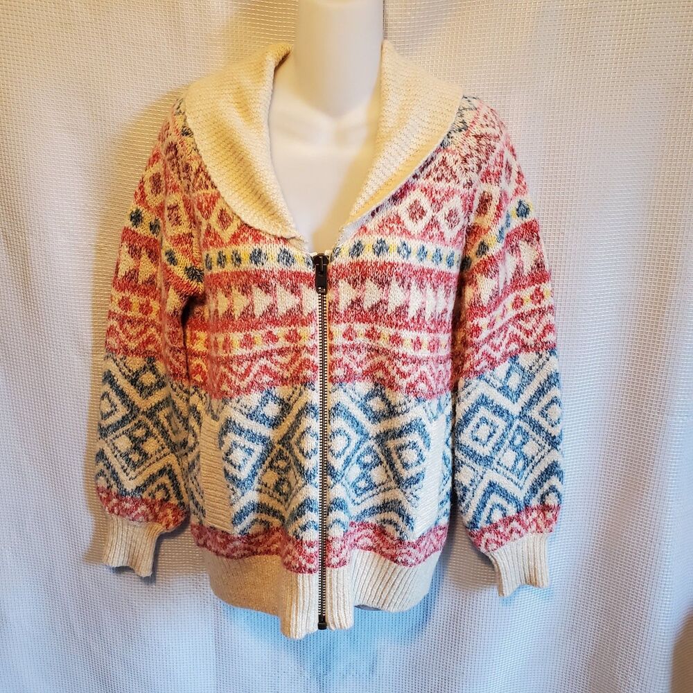 Cabi Colorful Cozy Highlands Zip Up Cardigan heavy Style Oversized Size XS